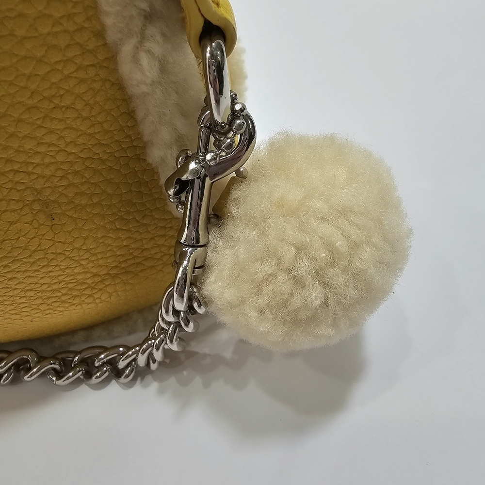 NWT Coach Yellow Pebbled Leather Mini Bag Shearling Quiet Luxury Summer Boho - Picture 5 of 10